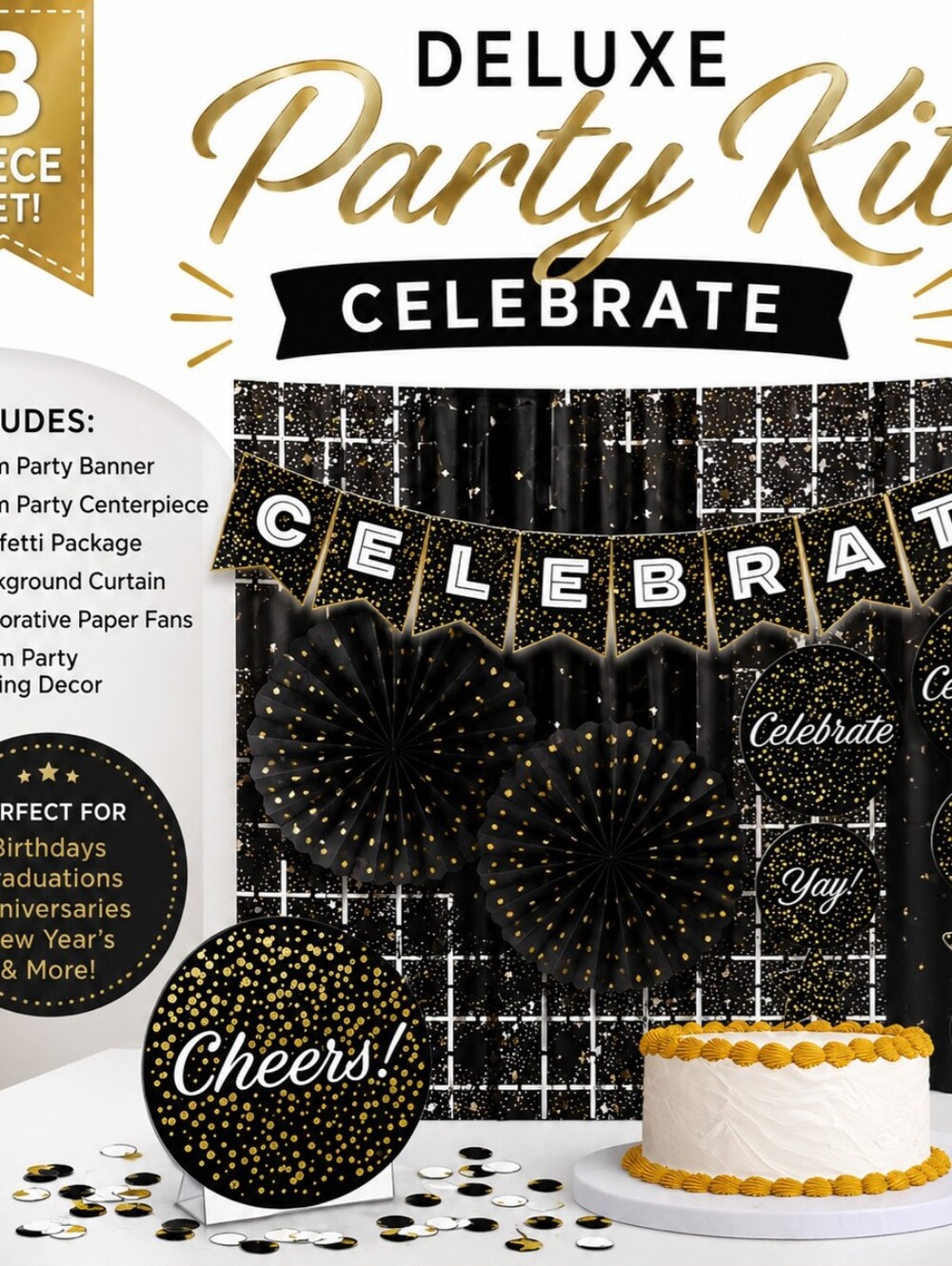 Decorations For Party Black And Gold